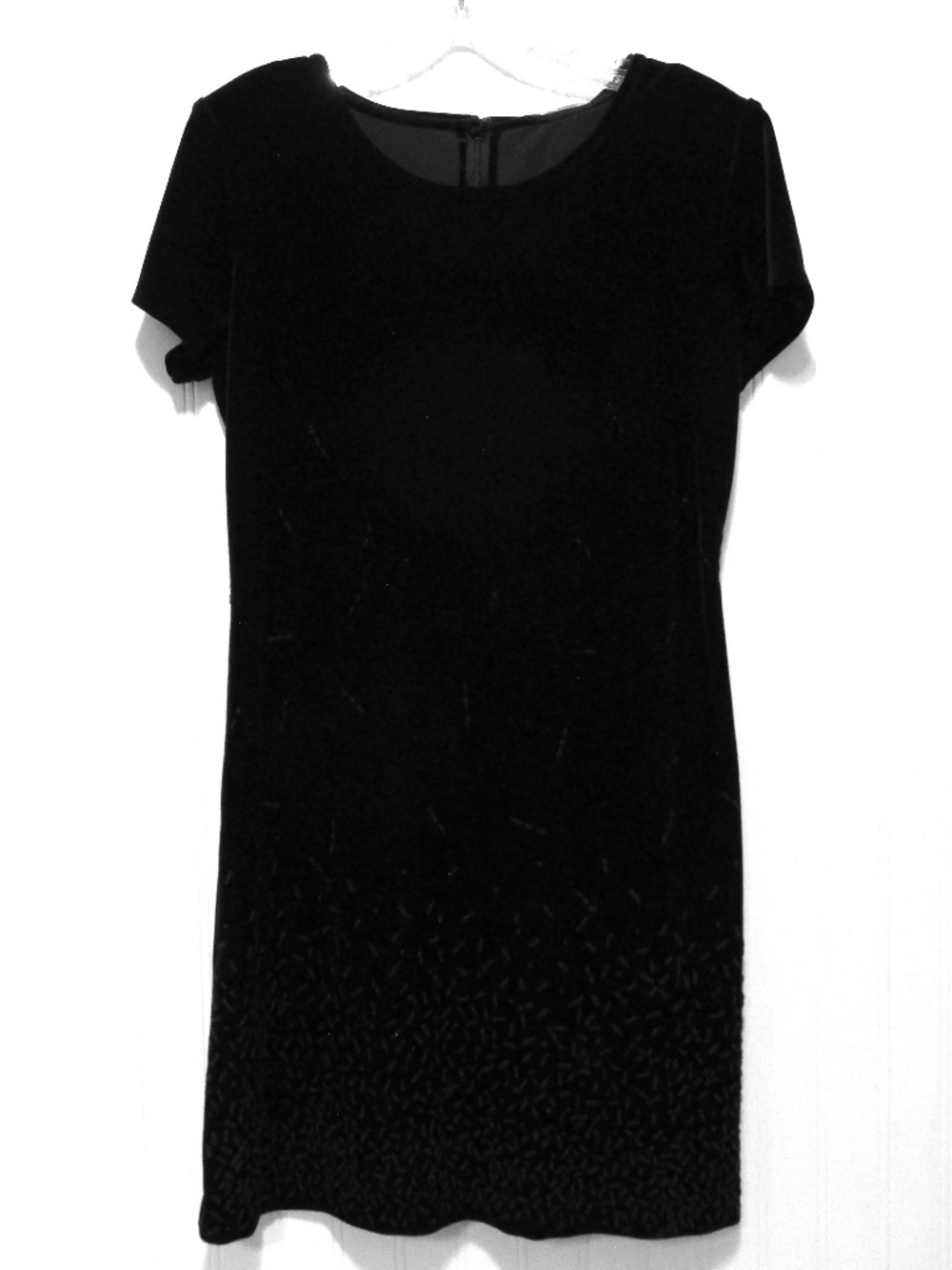 Black Velvet Dress with Bead Embroidery, Size 10